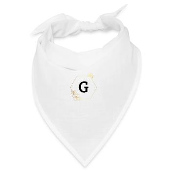 Buchstabe g Goldener Blumenrahmen - Bandana Dreieckstuch - Weiß - Vorne