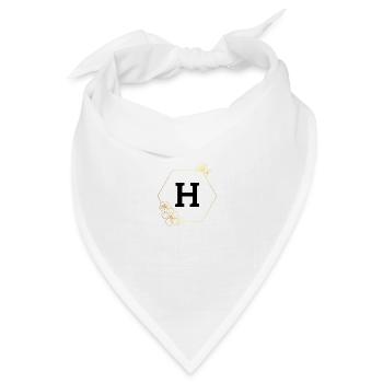 Buchstabe h Goldener Blumenrahmen - Bandana Dreieckstuch - Weiß - Vorne