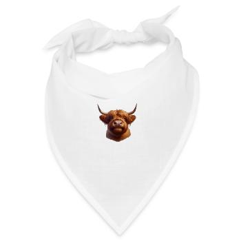 Hochland Rind Kopf 1 - Bandana Dreieckstuch - Weiß - Vorne