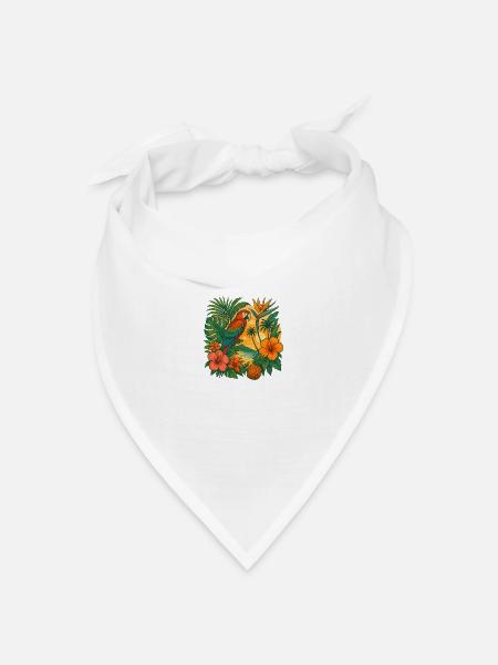 Tropische Collage - Bandana Dreieckstuch - Weiß