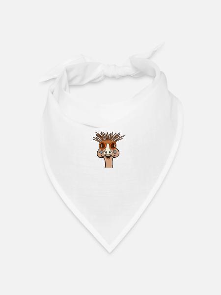 Vogel Strauss - Bandana Dreieckstuch - Weiß