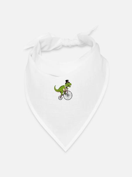 T-Rex auf dem Dino-Fahrrad - Bandana Dreieckstuch - Weiß