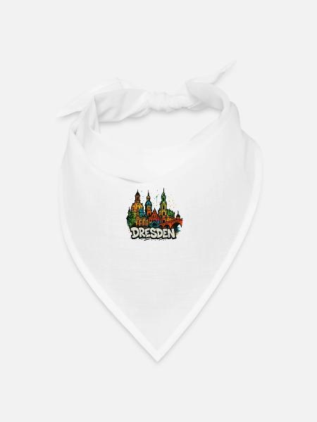 Dresden Skyline Graffiti - Bandana Dreieckstuch - Weiß