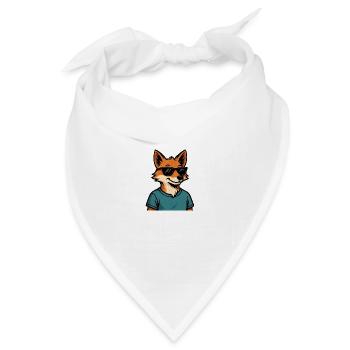 Comic-Fuchs mit Sonnenbrille - Bandana Dreieckstuch - Weiß - Vorne