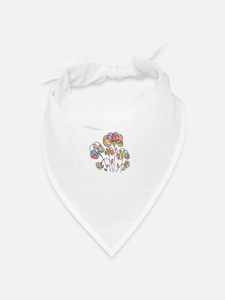 Blumen - Bandana Dreieckstuch - Weiß