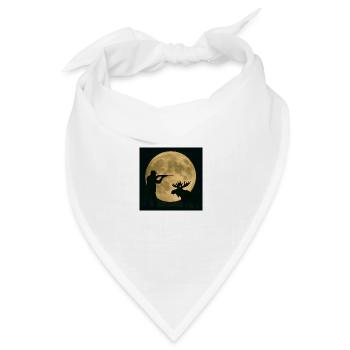 Jäger und Elch bei Vollmond - Bandana Dreieckstuch - Weiß - Vorne