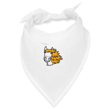 Pferd Süß Pony Fohlen Lange Haare Niedlich Comic - Bandana Dreieckstuch - Weiß - Vorne