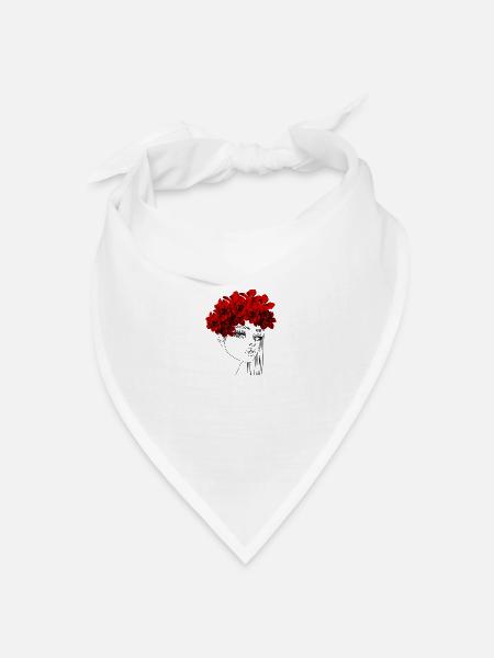 Eleganter roter Rosenkranz - Bandana Dreieckstuch - Weiß