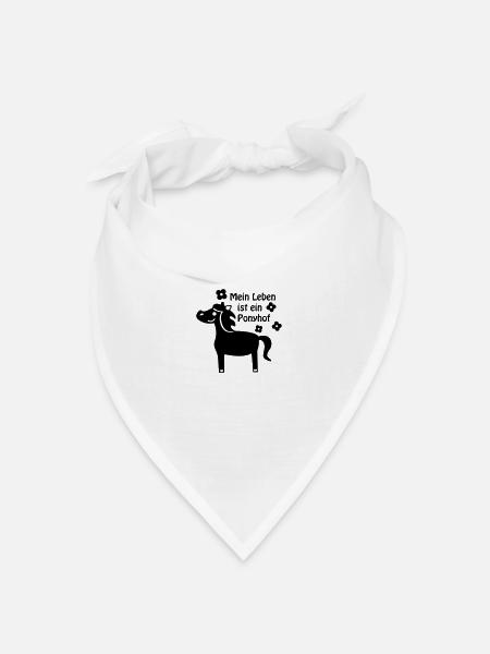 Leben ist Ponyhof / Pferd Pony - Bandana Dreieckstuch - Weiß