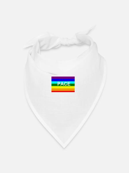 Peace / Pace-Regenbogen-Fahne - Bandana Dreieckstuch - Weiß