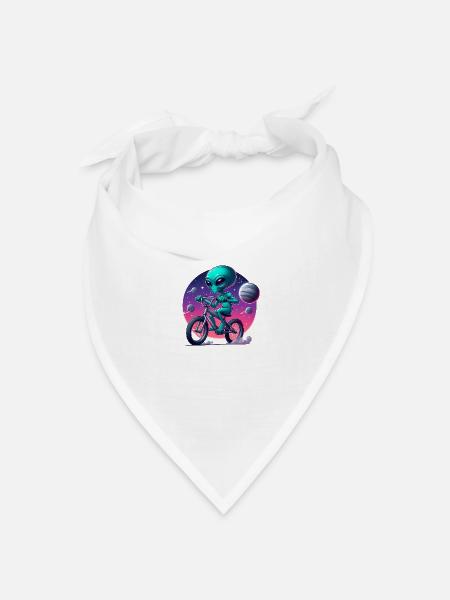 Alien auf dem Fahrrad - Bandana Dreieckstuch - Weiß