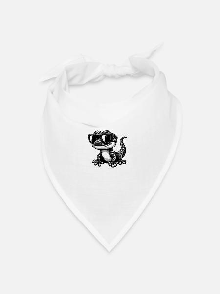 Gecko mit Sonnenbrille - Bandana Dreieckstuch - Weiß