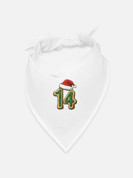 14 Zahl Weihnachten - Bandana Dreieckstuch - Weiß