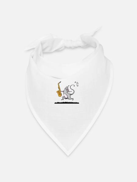 Saxophone Saxophonist "Saxophon-Maus"" Saxofon - Bandana Dreieckstuch - Weiß