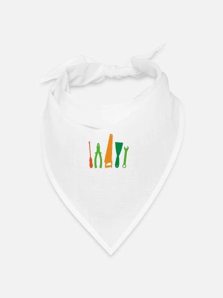 Werkzeuge Silhouette Geschenk Zimmerer Handwerker - Bandana Dreieckstuch - Weiß