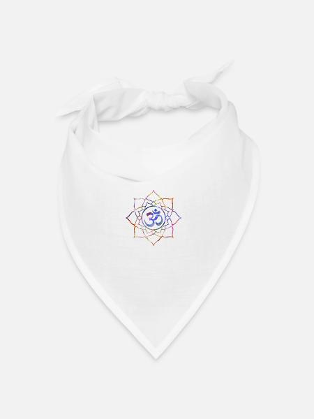 Yoga Art OM Lotus Universum Style - Bandana Dreieckstuch - Weiß