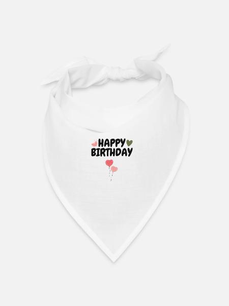 Happy Birthday - Bandana Dreieckstuch - Weiß