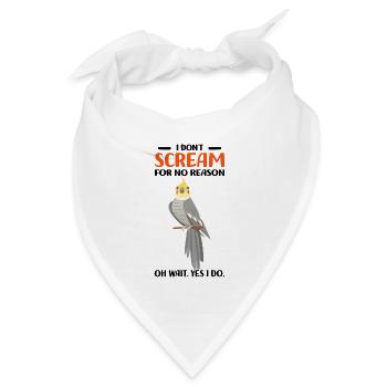 Nymphensittich - Bandana Dreieckstuch - Weiß - Vorne