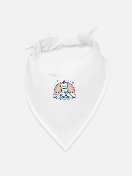 Bella Name Vorname Einhornkatze - Bandana Dreieckstuch - Weiß