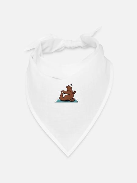 Yoga Bär - Bandana Dreieckstuch - Weiß