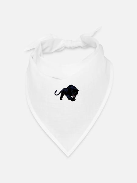 Schwarzer Panther oder Jaguar Wildkatze - Bandana Dreieckstuch - Weiß