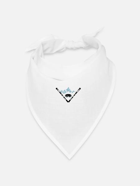 Ski, Berge und Skibrille - Bandana Dreieckstuch - Weiß