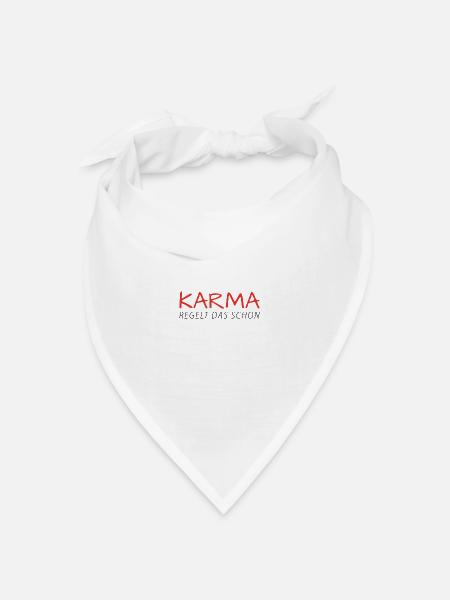 Karma regelt das schon Yoga Geschenk Fitness - Bandana Dreieckstuch - Weiß