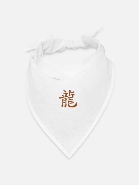Chinesische Schriftzeichen braun - Bandana Dreieckstuch - Weiß