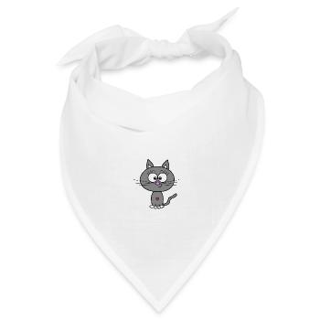 Katze Grau - Bandana Dreieckstuch - Weiß - Vorne