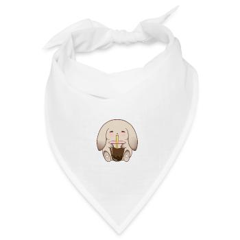 Entzückender Hase, der Boba trinkt - Bandana Dreieckstuch - Weiß - Vorne
