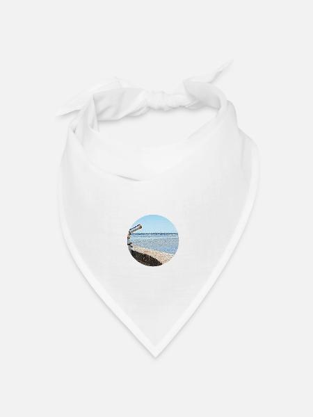 Fernblick auf das Meer - Bandana Dreieckstuch - Weiß
