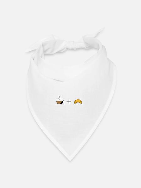 Kaffee und Croissant - Bandana Dreieckstuch - Weiß