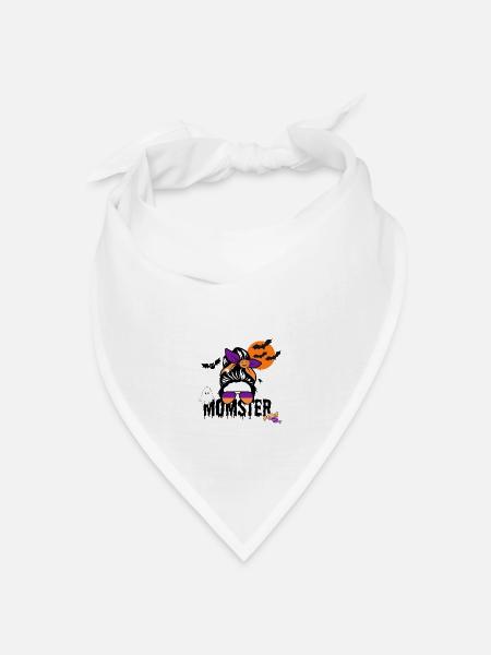 Momster - Halloween Mom Shirt mit Spinne & Geist - Bandana Dreieckstuch - Weiß