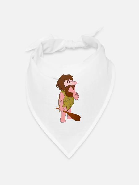 neandertaler hoehlenmensch caveman steinzeit11 - Bandana Dreieckstuch - Weiß