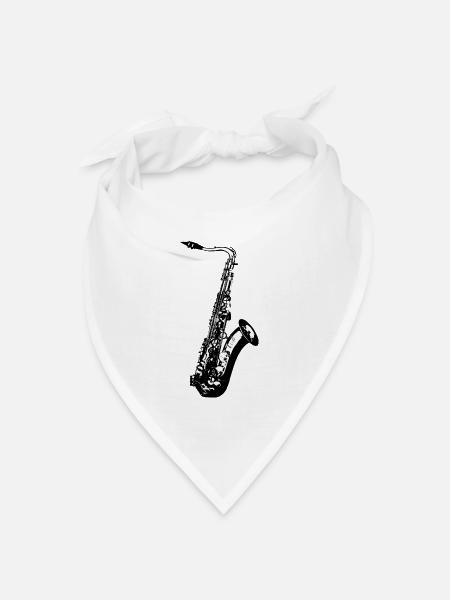 Saxophon Jazz Musik Geschenk - Bandana Dreieckstuch - Weiß