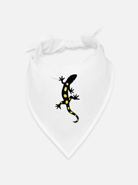 Eidechse Salamander Gecko Feuersalamander - Bandana Dreieckstuch - Weiß