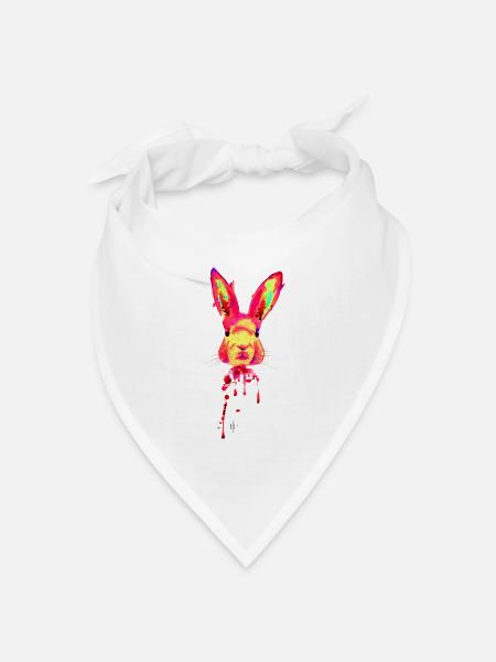 Hase Neon Pink - Bandana Dreieckstuch - Weiß