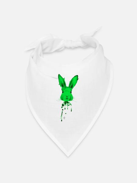 Hase Grün - Bandana Dreieckstuch - Weiß