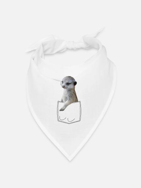 Erdmännchen Meerkat in Brusttasche Hemdtasche - Bandana Dreieckstuch - Weiß