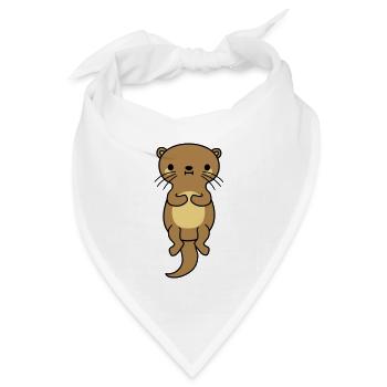 netter schwimmender otter - Bandana Dreieckstuch - Weiß - Vorne