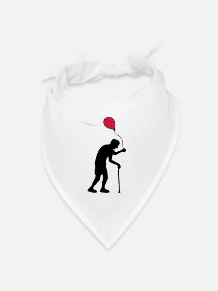 Opa mit Luftballon - Bandana Dreieckstuch - Weiß