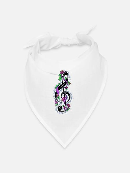 Notenschluessel - Bandana Dreieckstuch - Weiß