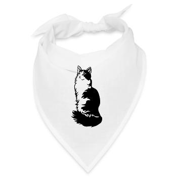 Norwegische Waldkatze Tuxedo - Bandana Dreieckstuch - Weiß - Vorne
