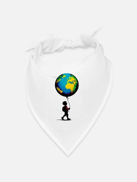 Planet Erde - Bandana Dreieckstuch - Weiß