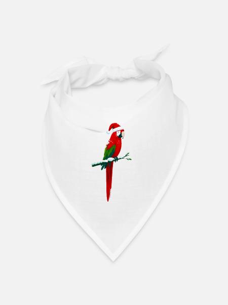 Weihnachtlicher Ara - Bandana Dreieckstuch - Weiß