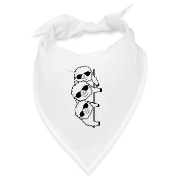 3 DJ Schafe Hinter Mauer Gucken Seitlich Freunde - Bandana Dreieckstuch - Weiß - Vorne