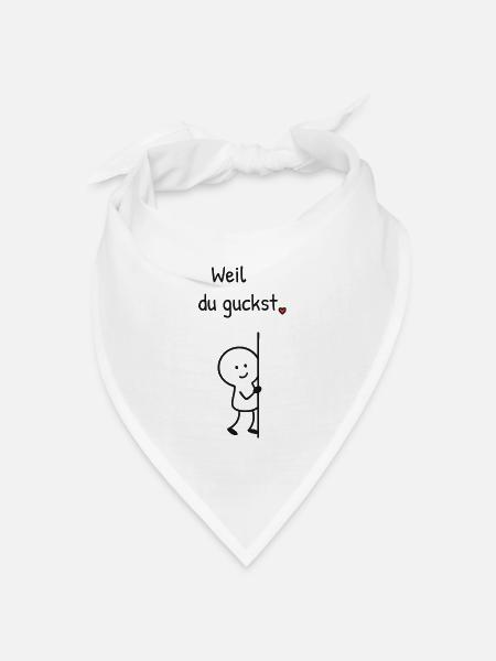 Weil du guckst. – Strichfiguren-Design mit Herz - Bandana Dreieckstuch - Weiß