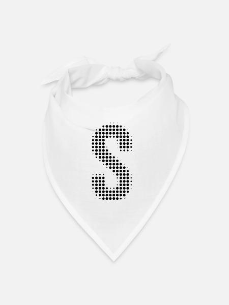 Buchstabe S – Punktmuster Initial Design - Bandana Dreieckstuch - Weiß
