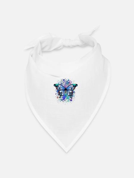 Schmetterling - Bandana Dreieckstuch - Weiß