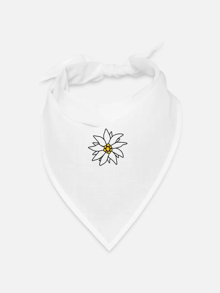 Edelweiß - Alpen-Blume - Bandana Dreieckstuch - Weiß
